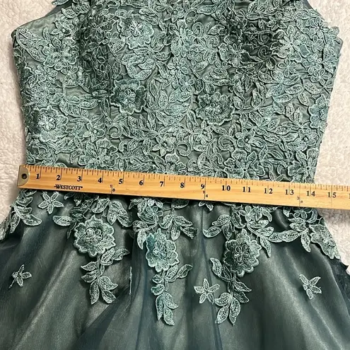 JAEDEN formal green a line v neck floral tulle dress prom wedding bridesmaid NWT Size undefined