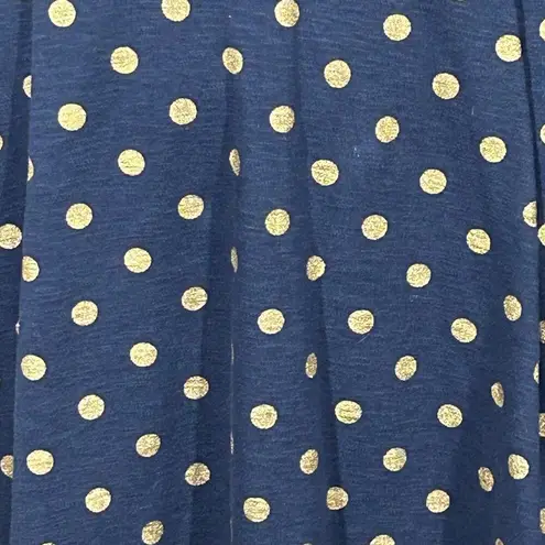 Maeve Anthropologie  Ophira Faux Wrap Fit & Flare Blue and Gold Dot Dress Small