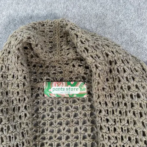 Pants Store Crochet Knit Vest Sweater Women's Medium Open Drape Green Brown