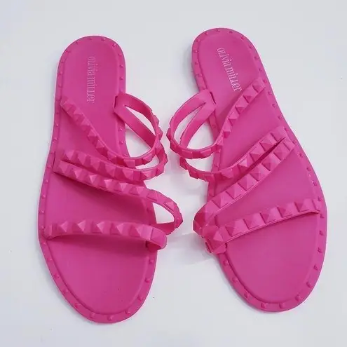 Olivia Miller Hot Pink Studded Sandals