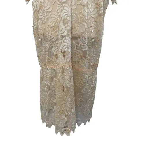 JAGSWEAR LOS ANGELES Vintage 100% Silk Shear Beaded Sequin 40s Flapper Dress 3XL Size 3X