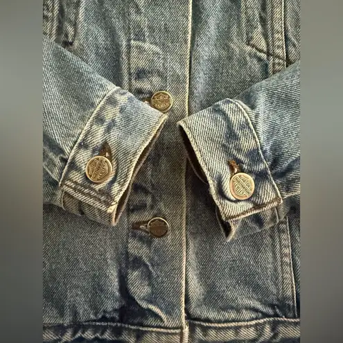 Harley Davidson Women Small Biker Bar Shield Crop Faded Light Blue Jean Jacket