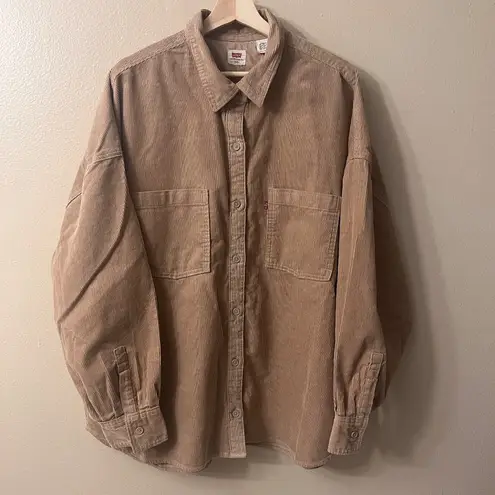 New Levi's Women's Corduroy Remi Utility Shirt In Brown Ice Coffe Size 2XL NWT