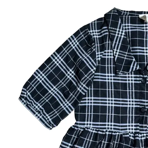 Harper Heritage Black & White Plaid Short Sleeve Mini Dress US M