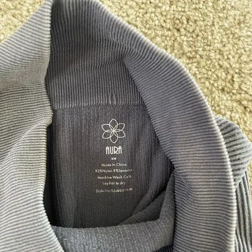 Aura  Grey Ribbed Short and Crop Top Set