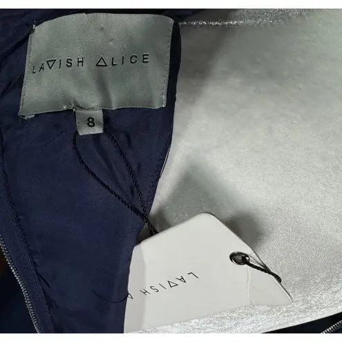 Lavish Lice NWT Lavish Alice Womens Dress Size 8 Navy Sleeveless Bodycon Midi Dress Lace-Up