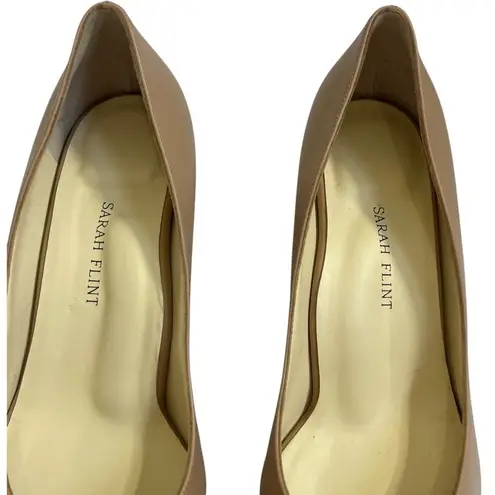 Sarah Flint NWT Perfect Emma Pumps Women’s Size 10 Sand Calf Leather Block Heel Tan