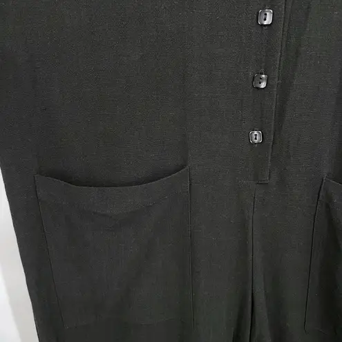 Rachel Pally Rachel Palley Black Jumpsuit Linen Blend Relaxed Comfy Casual Fit Pockets Size L