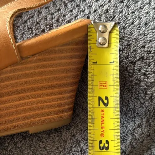 Sofft Cognac Woven Leather Slingback Wedge Sandals Size 6.5M Brown