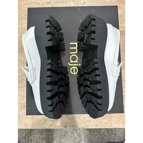 Maje NEW Leather Platform Coin Loafers White size 39 /8.5