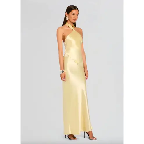 retrofete Ester Satin Maxi Dress Yuzu Womens Size Large Yellow