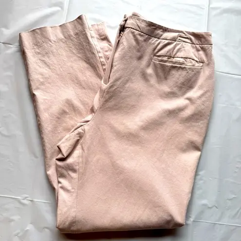 Ellen Tracy Light Mauve Beige Cotton Blend Flat Front Ankle Pants Size 12