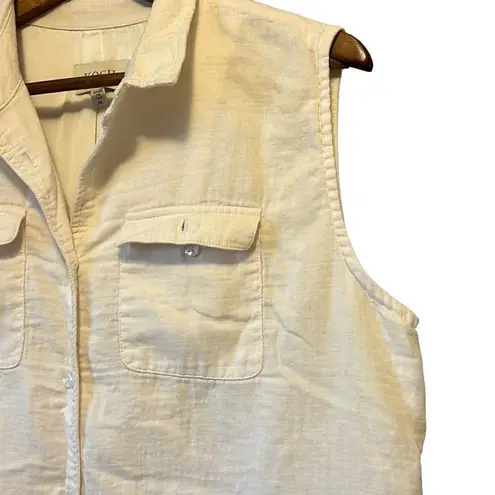 Koch White Sleeveless Romper Jumpsuit Utility Pockets Casual Summer