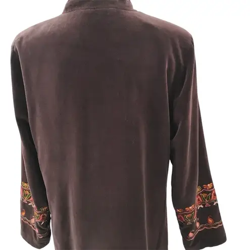National Geographic Vintage Velvet Embroidered Coat Jacket Victorian Brown Large