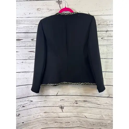 Women's KASPER Black & White Polka Dot Trim Blazer Jacket Size 6