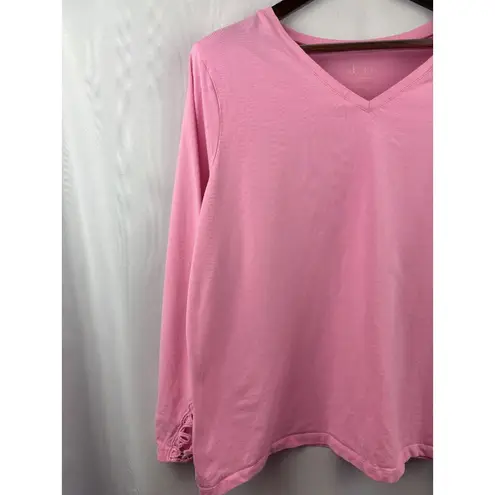Women's D & Co. XL Bubblegum Pink Long Sleeve Shirt with Lace Detail on Sleeve C