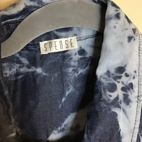 Spense Women Tie Dye denim Dress Sz. Sm button front Ruffle bottom NWT Blue