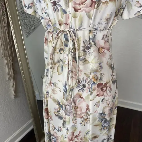 All that jazz Vintage Milkmaid 80s Cream White Multi Cottage Core Flower Maxi Dress M / L