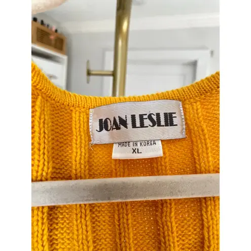 Vintage Cable Knit Sweater Vest Bright Yellow Eclectic Academia Heritage Boho XL