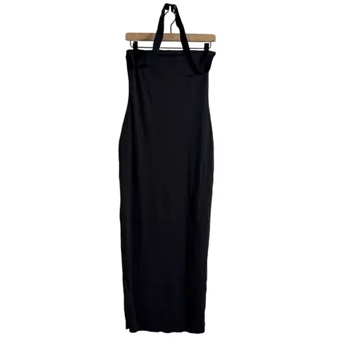 SKIMS Fits Everybody Wrap Long Slip Dress Maxi Black Size Large