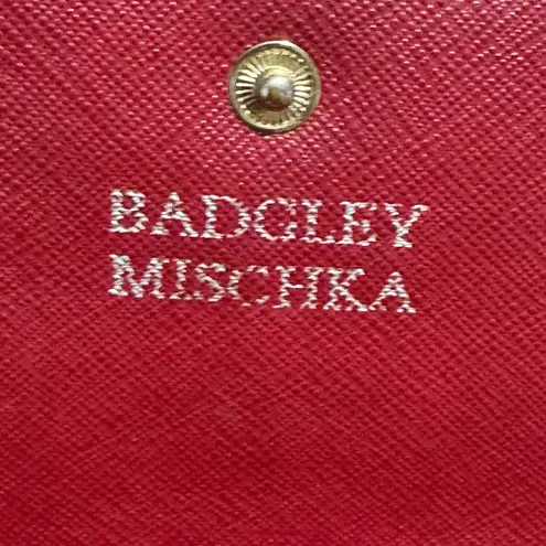 Badgley Mischka Sasha Saffiano Red Leather Wallet w/Black Accent Bow