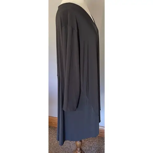 Sun Kim Tunic Top Women’s 2X Gray Made In USA Poly Spandex Stretchy Comfy Loose