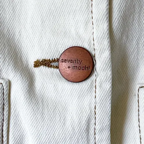 Seventy + Mochi Bea Denim Vest Waistcoat Top Contrast Stitch Ecru 2 EUC White