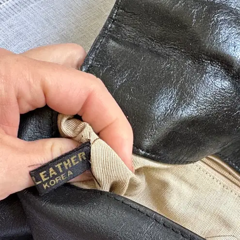 Pioneer Vintage 80s Black Leather Fold Over Clutch.