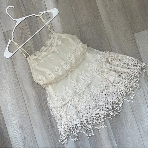 Bohemian Doily Tank Top Cream (small) embroidered floral crochet tiered feminine