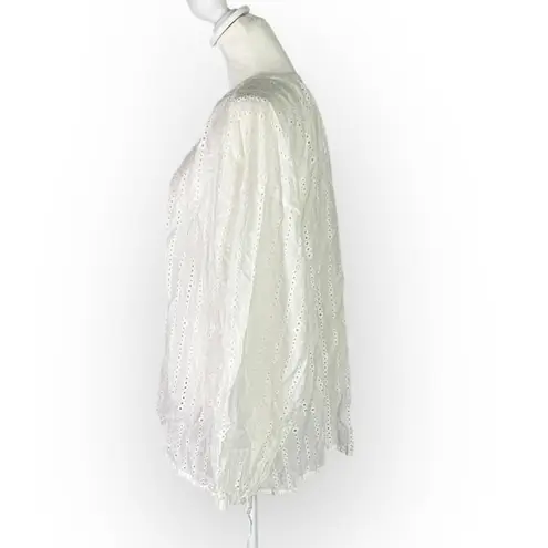 Notshy Cashmere Button Down Shirt Women's Med White Eyelet V