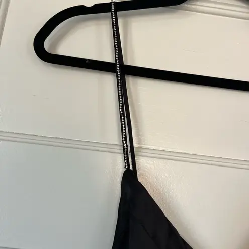 Free People  rhinestone strap black satin dress