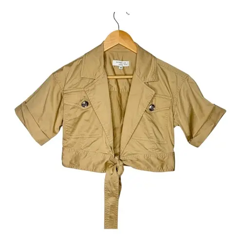 Derek Lam Collective Crosby Reagan Utility Crop Top Wrap Shirt Size 6