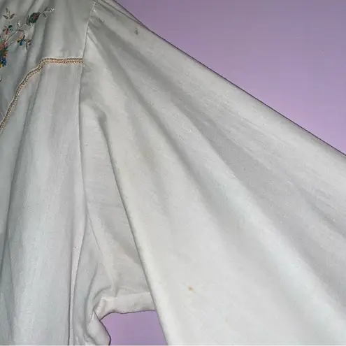 Rockmount Ranch Wear Size XL Western Button Up Top Pastel Floral Embroidered White