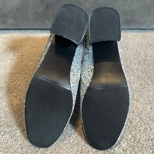 Women’s Silver Glitter Covered Chunky Heeled Party Boots Zipper Size 6.5 NEW