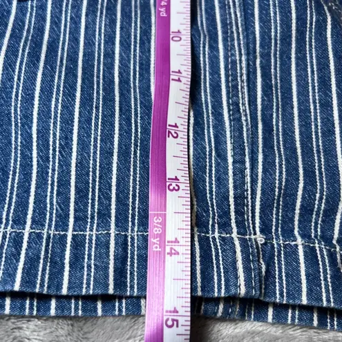 Dickies Girls Button Fly Mini Skirt Womens 1/25 Blue White Striped Denim Y2K