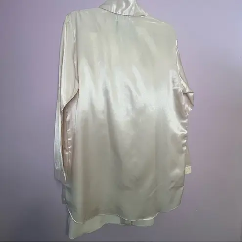 Vintage Sante Shirt Dress Nightgown Pink Satin Long Sleeve Button Collar M Size M