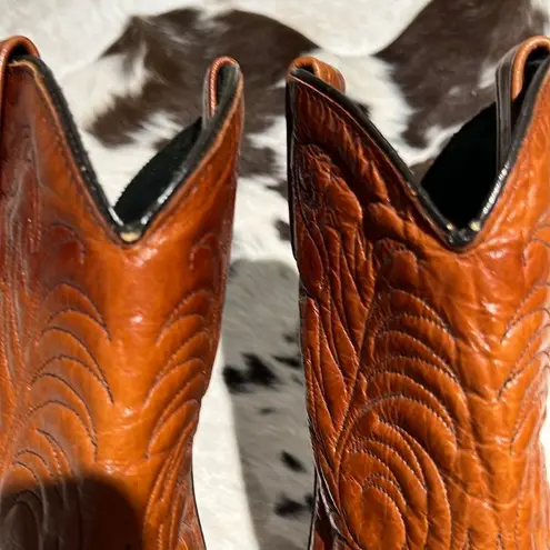 Vintage Real Leather Cowboy Boots Festival Rave Burning Man B22 Brown Size 6.5