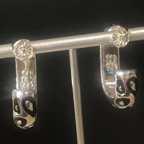 SIMON SEBBAG Sterling Silver Leopard Print Square Hoop Earrings NWOT