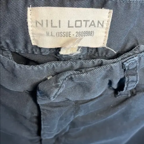 Nili Lotan East Hampton Cropped Raw Hem Navy Cotton Twill Pants Size 0 Blue