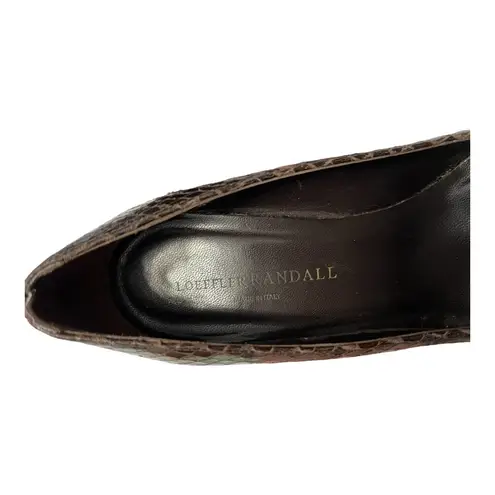Loeffler Randall Brown Hidden Platform Snakeskin Embossed Heels Size 7B Leather