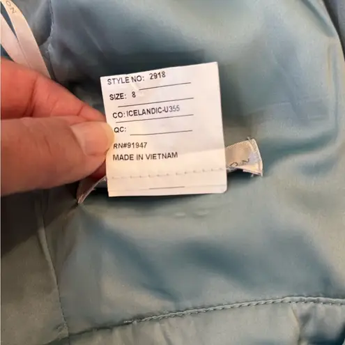 Dessy Collection Halter Chiffon Maxi Gown Icelandic Blue Formal Dress 8