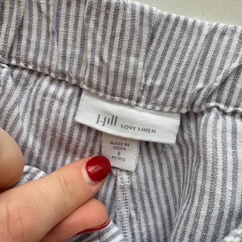 J Jill Love Linen Striped Cropped Wide Leg Pants Petite Small Nautical Button White Size undefined