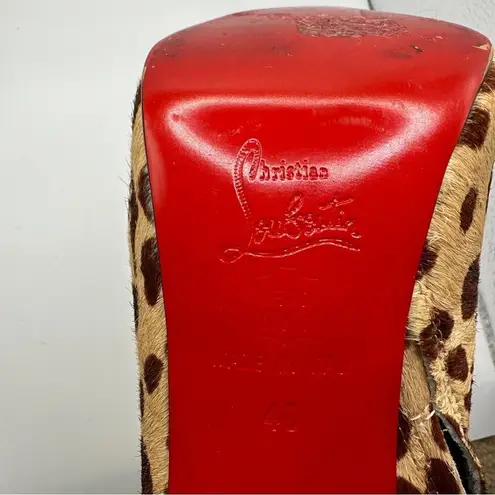 Christian Louboutin Miss Clichy Leopard Print Platform Ankle Booties Sz 10