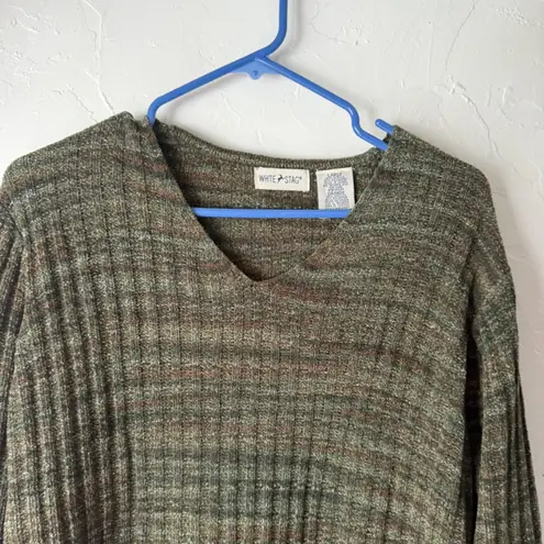White Stag Women's Vintage 90s Green Long Sleeve Sweater Top Size Large Grunge