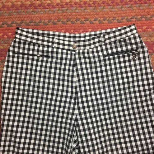 VINTAGE GINGHAM PLAID CROP PANTS Black Size 30