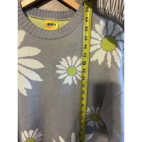 NEOITY Flower Knit Sweater Unisex One Size Mid Century Mod Stylers Harry Style Gray