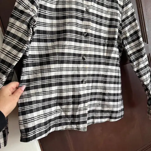 Charter Club 90s Vintage | Raw Silk Black and White Plaid Maxi Skirt Set Size 10