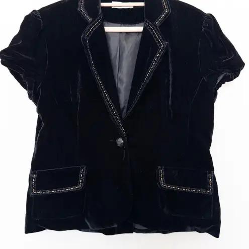 VTG Y2K Cotton Candy Womens‎ Blazer Size M/L Black Velvet Beaded Whimsigoth 90s Size M