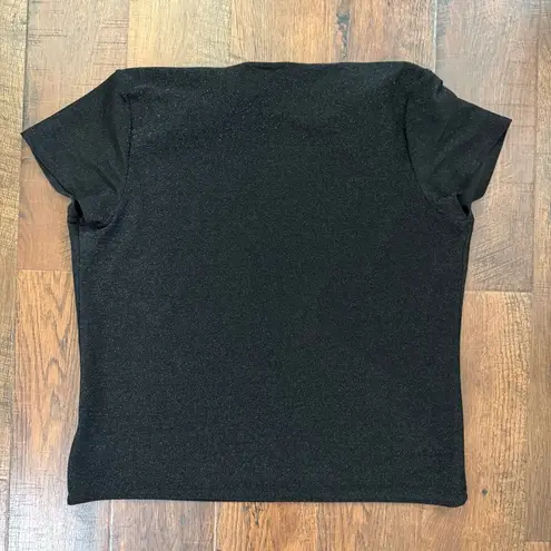 Jaclyn Smith COLLECTION, silver glitter, black short sleeve top, plus size XXL