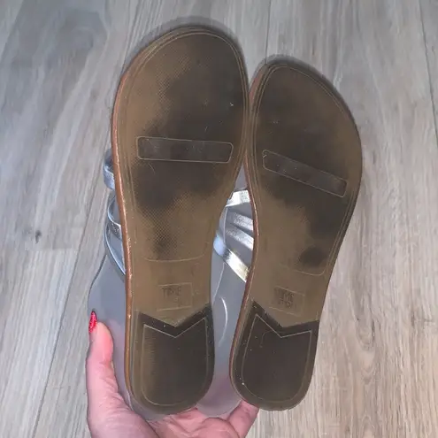 Time And Tru  metallic silver summer sandals
